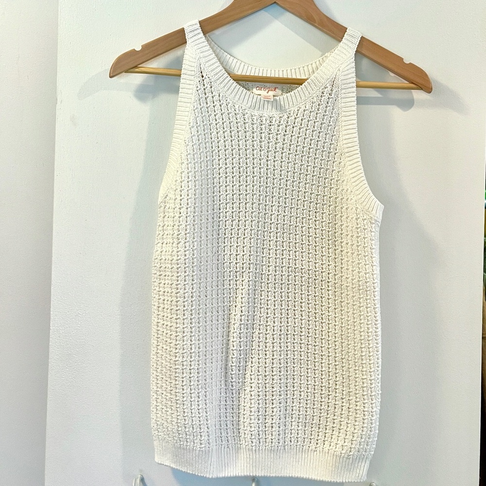 Cat & Jack White Knit Tank Top XL 14 NWOT
